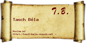 Tasch Béla névjegykártya